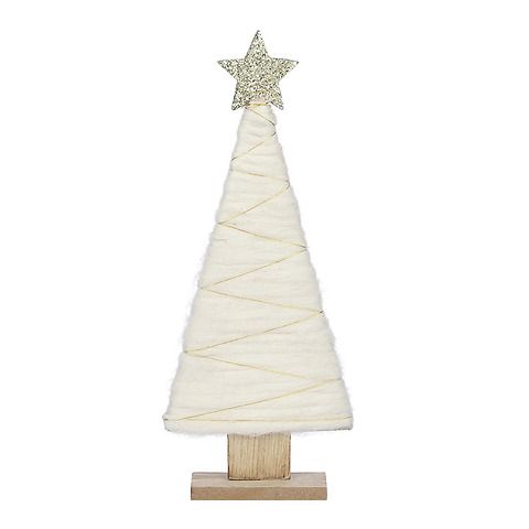Albero di Natale in legno effetto neve con stella oro