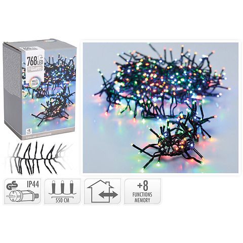 Ghirlanda luminosa cluster con 768 LED multicolor + 8 giochi di luce