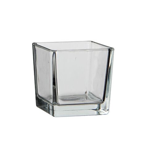 Vaso quadrato in vetro trasparente